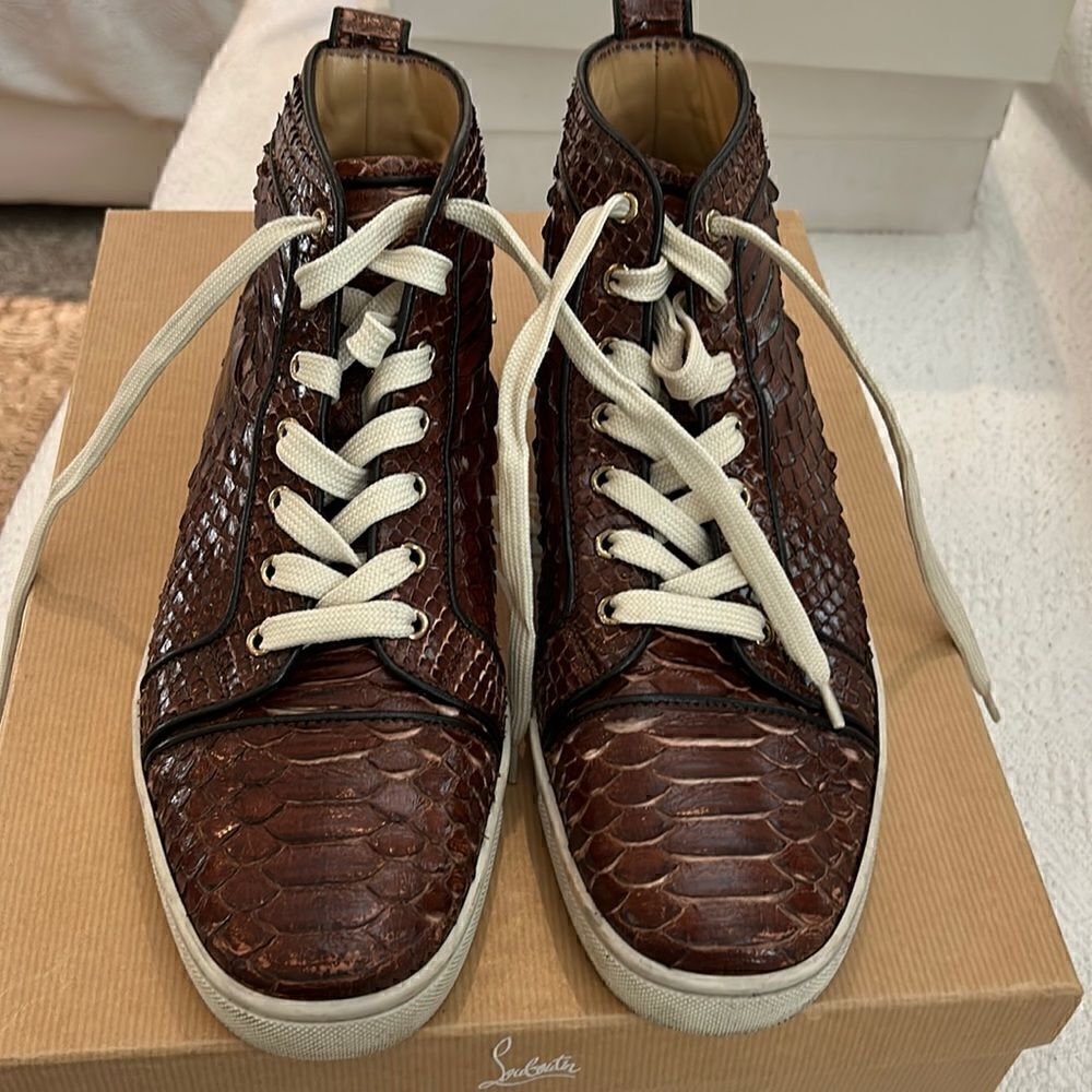 Christian Louboutin python animal print sneakers
